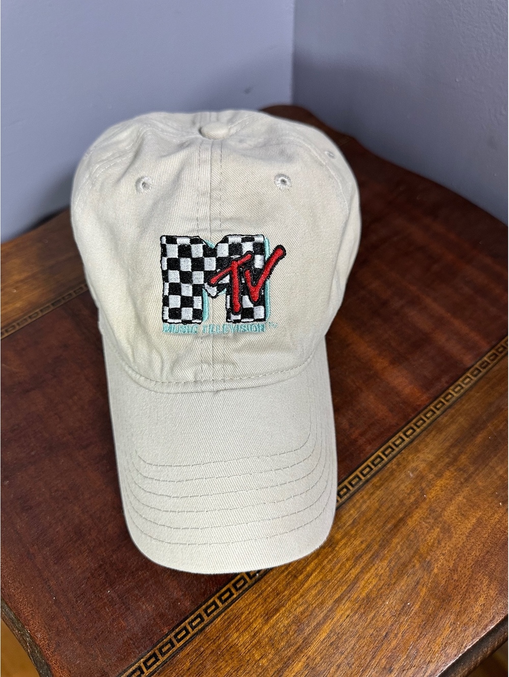 Vintage MTV Logo Beige Baseball Cap Hat